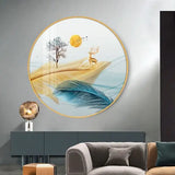 Customized Gift - Feather Abstract Round Crystal Porcelain