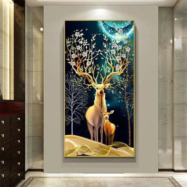 Customized Gift - Gold Deer Mural Crystal Porcelain