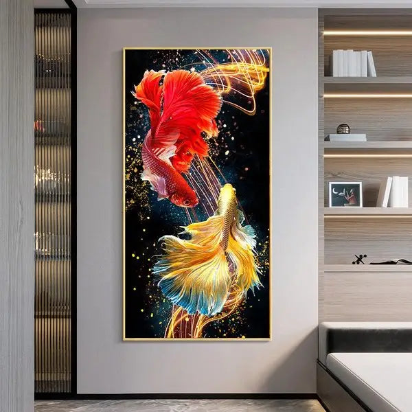 Customized Gift - Golden Fish VS Red Fish Crystal Porcelain
