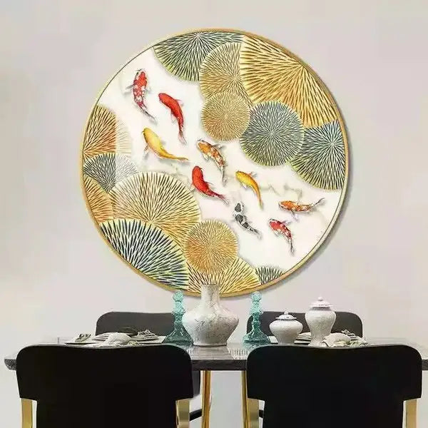 Customized Gift - Luxury Fishes Round Crystal Porcelain
