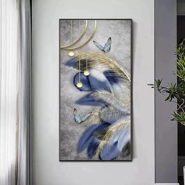 Customized Gift - Nordic Blue&Golden Feather Crystal Porcelain