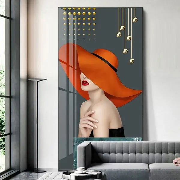 Customized Gift - Orange Hat Stylish Woman Crystal Porcelain