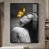 Customized Gift - Yellow Butterfly Woman Crystal Porcelain