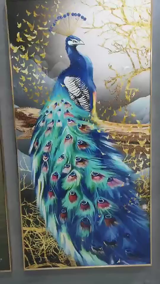 Blue Peacock Art Crystal Porcelain