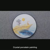 Plume Abstrait Rond Cristal Porcelaine