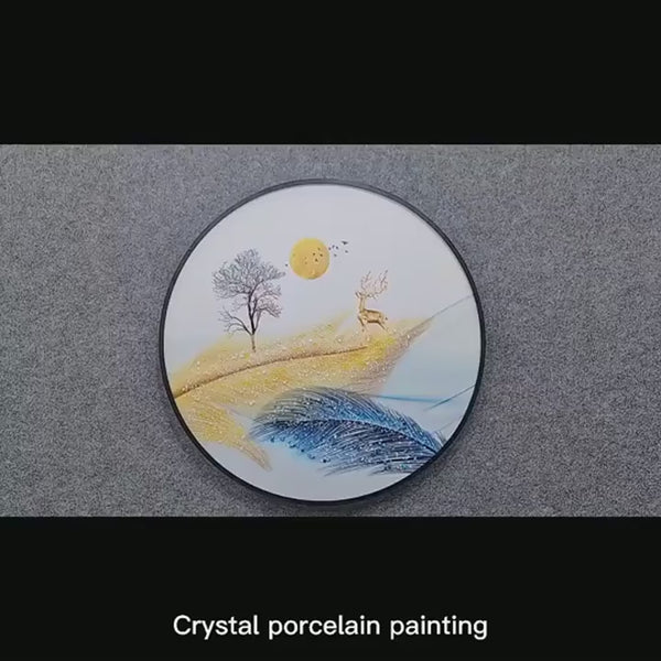 Feder abstraktes rundes Kristallporzellan
